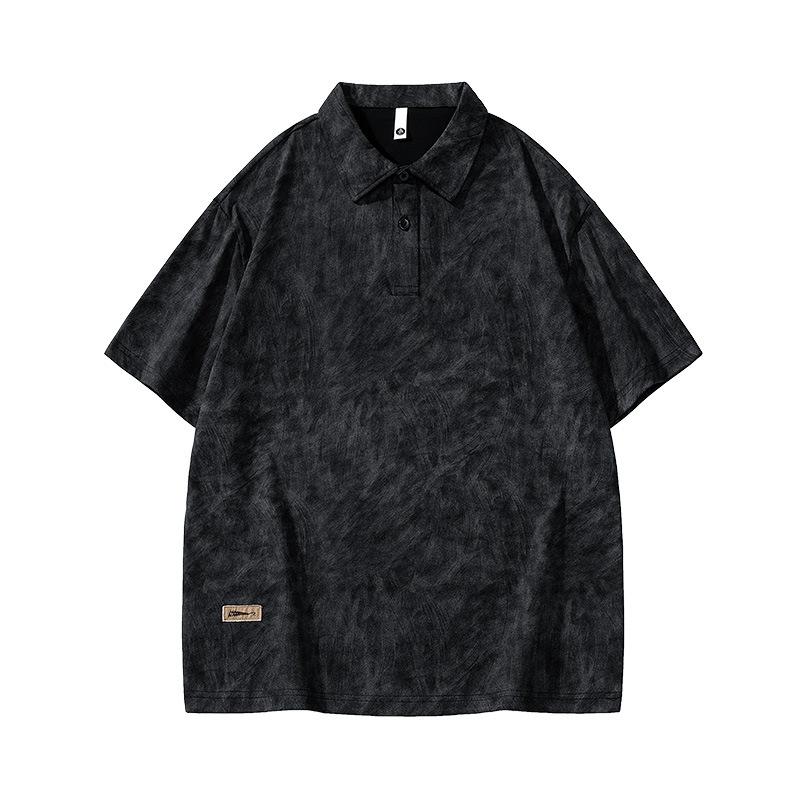 New Summer Lapel Polo Short Sleeve Men Tie-dyeed Old Men Lapel Thin Short T-top