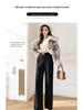 Petite Beige Fleece Chenille Wide-Leg Pants - Women’s High-Waisted Slim-Fit, Autumn/Winter Casual Straight-Leg XS-150