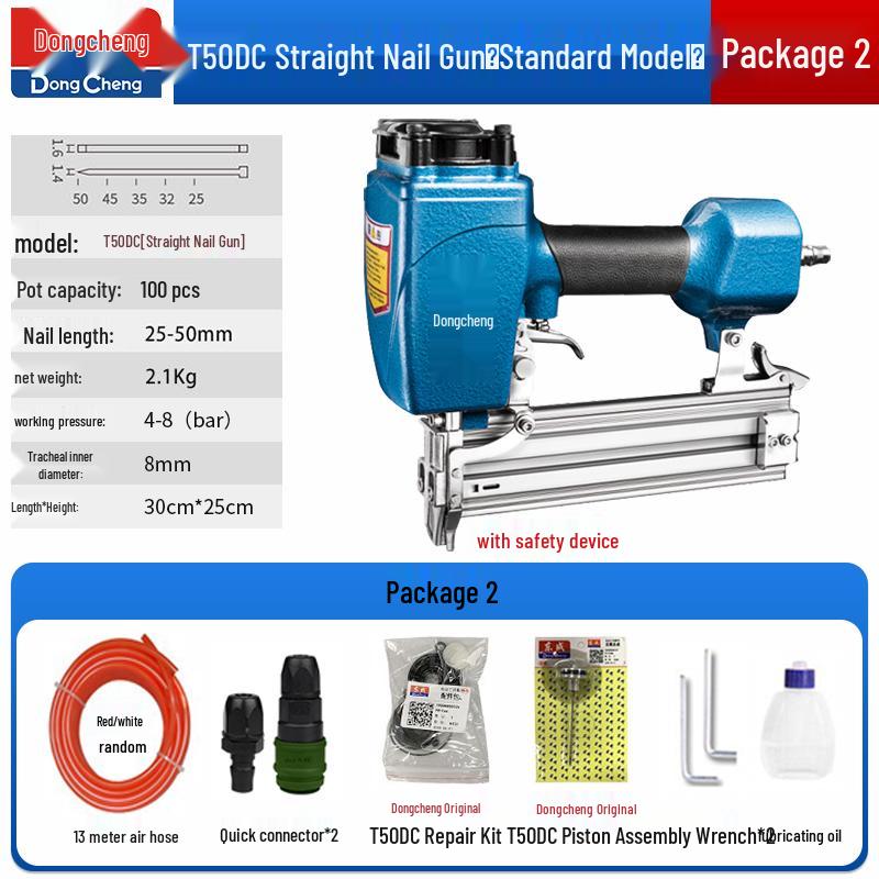 Dongcheng Pneumatic Nail Gun - F30 Woodworking Mosquito, Steel, and T50 Strip Nailer Stapler