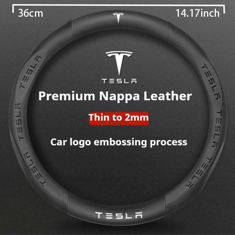 Car Carbon Fiber Leather Anti-Slip Steering Wheel Cover For Tesla Cybertruck Beast Roadster Model 3 Model Y Model S Model X