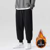 Casual sweatpants men's autumn and winter new large size tied feet thickened trendy printed velvet pants