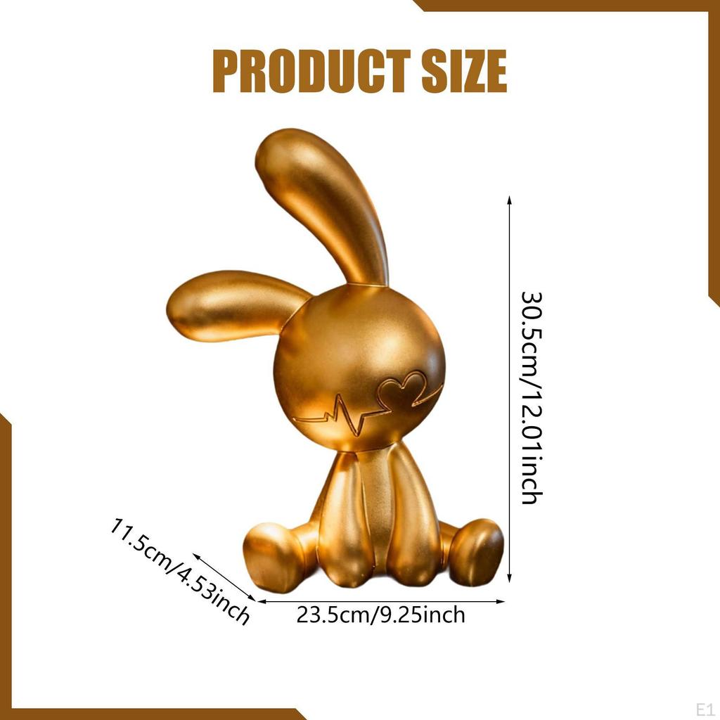 Bunny Statue Animal Ornament Collection Cute Figurine Resin Sculpture for Shelf Bedroom