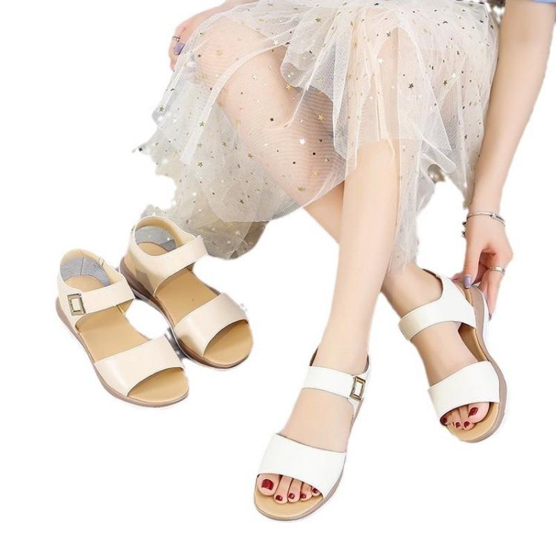 35-45 extra large size women's shoes summer new versatile flat-soled sandals soft-soled student Velcro women