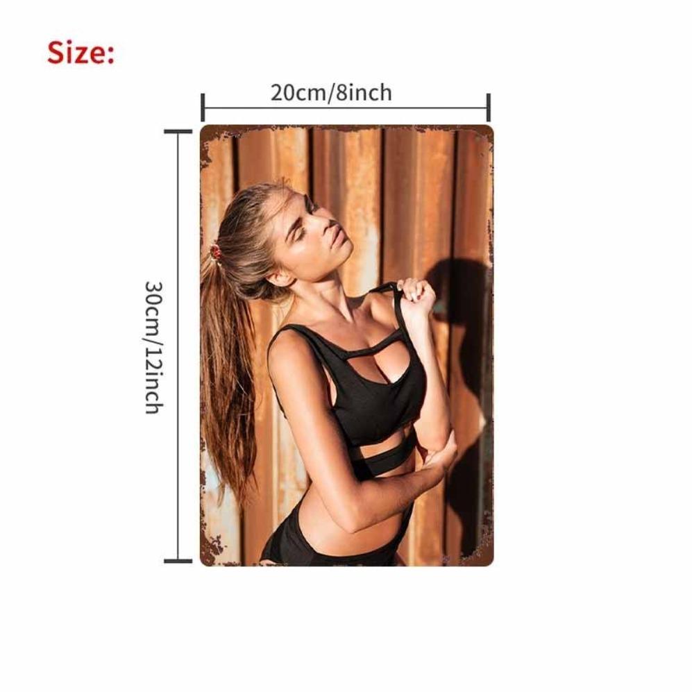 

Vintage Metal Tin Sign Beautiful Woman Retro Wall Art Decor for Bedroom Bar Garage Outdoor 20x30cm（7.8x11.8inch）