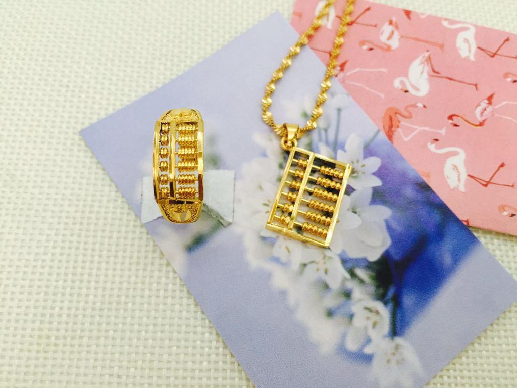 Ruyi Gold Plated Abacus Necklace Pendant - Copper Jewelry Gift