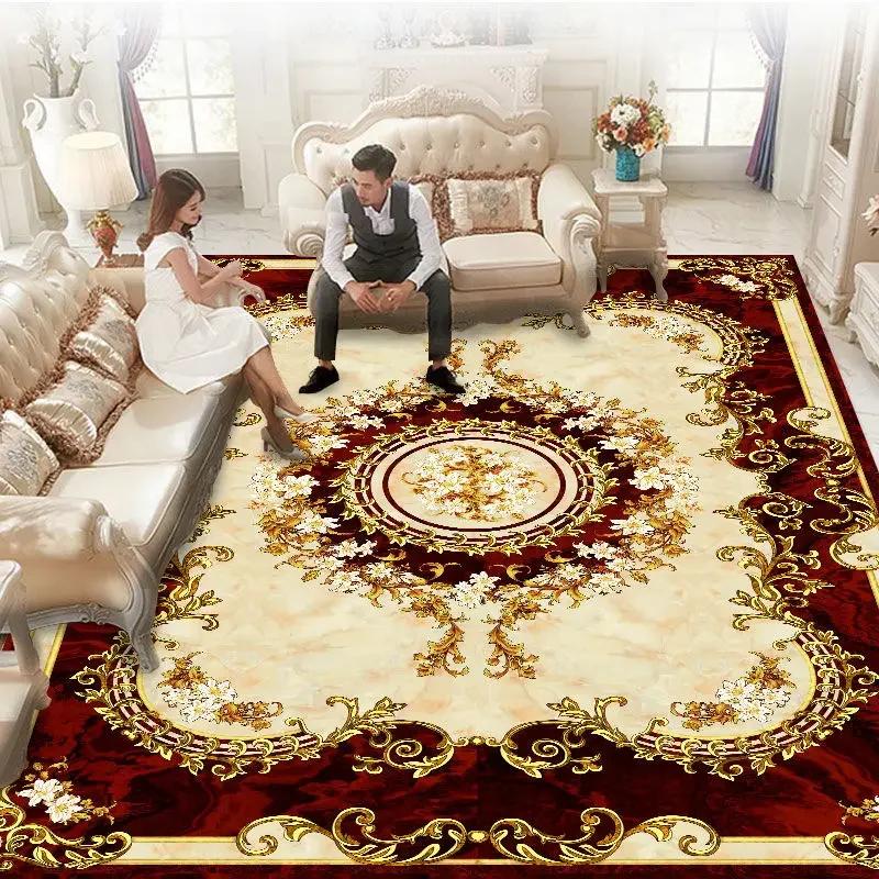 European Style Large Size Household Carpets for Living Room Decorative Rug Carpets for Bed Room Washable Non-slip Floor Mat Blue