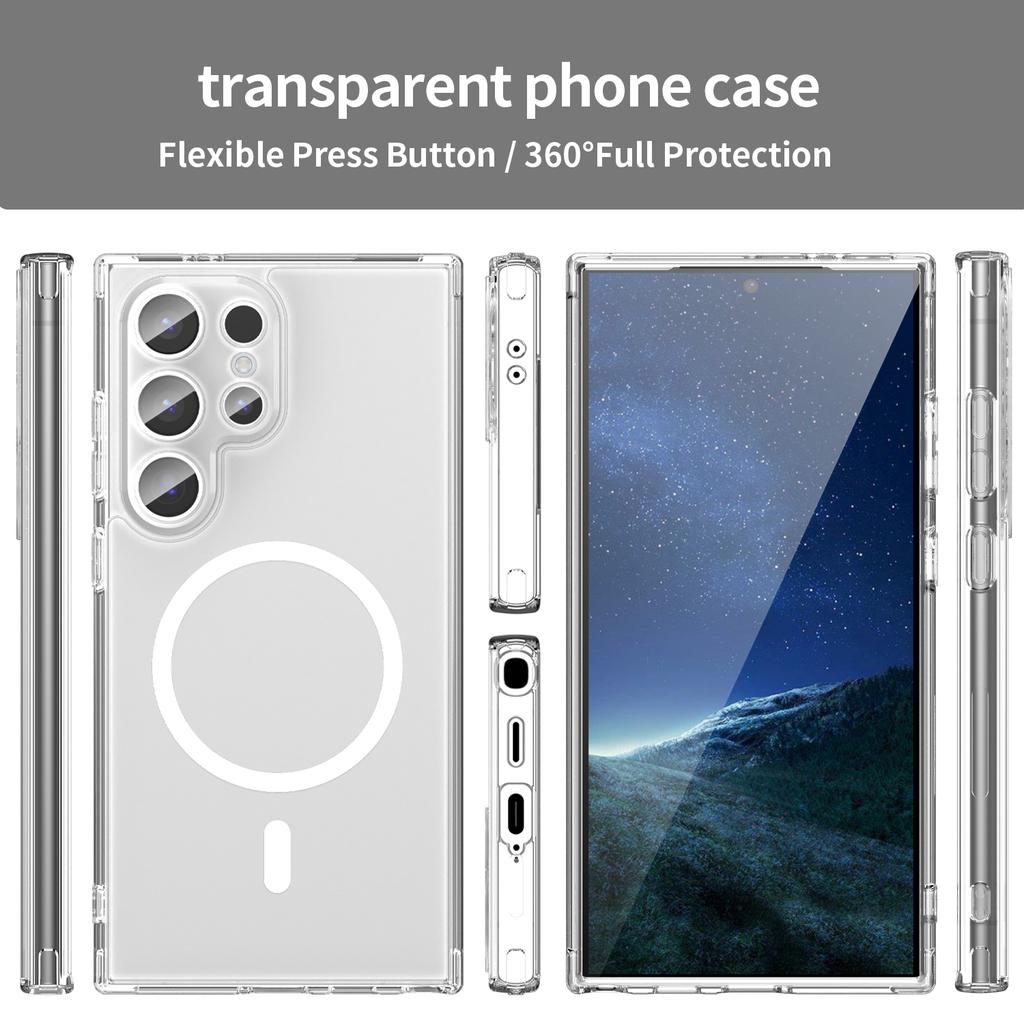 Samsung Galaxy S24 Ultra Clear Phone Case,Non-Yellowing Magnetic Phone Case for Samsung Galaxy S24 Ultra