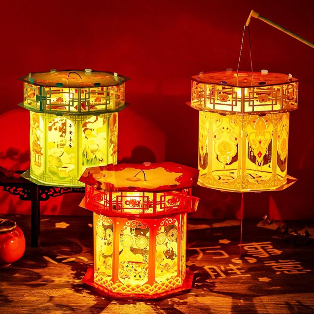 Handmade Snake Year Lantern Chinese Style Portable Luminous Lantern Projection Lantern  Kids' Gift