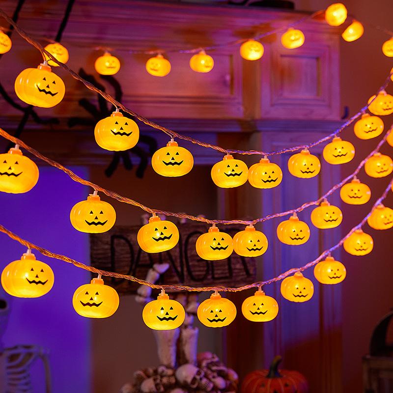 Halloween LED Pumpkin, Ghost & Bat Decorative String Lights for Courtyard Party - Colorful Atmosphere Lights
