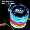 2Pcs Led Luminous Car Coasters with 7 Colors Changing Light for Toyota GR GAZOO RACING Rav4 Yaris Hilux Corolla Prius Auris FP1
