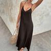 Abito Sexy da Donna Senza Schiena Scollo a V con Laccetto Senza Maniche Maxi Abito Estivo da Spiaggia Abito Lungo Ampio