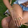 Stainless Steel Beaded Party Bracelet Colorful Natural Stone Bangle Finger Bracelet  Summer