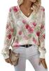 V-Neck Eyelet Print Sweater - Style HS-LY52