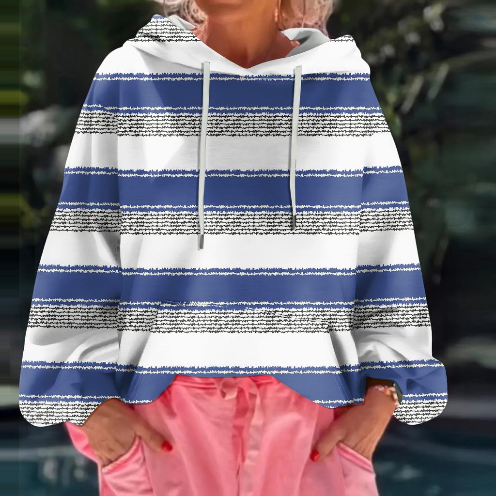 Women's Floral Print Loose Casual Long Sleeved Hooded Sweatshirt