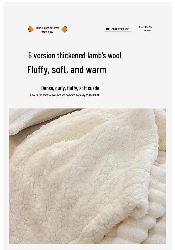 Lambswool & Faux Rabbit Fur Striped Blanket - Sofa Nap & AC Cover