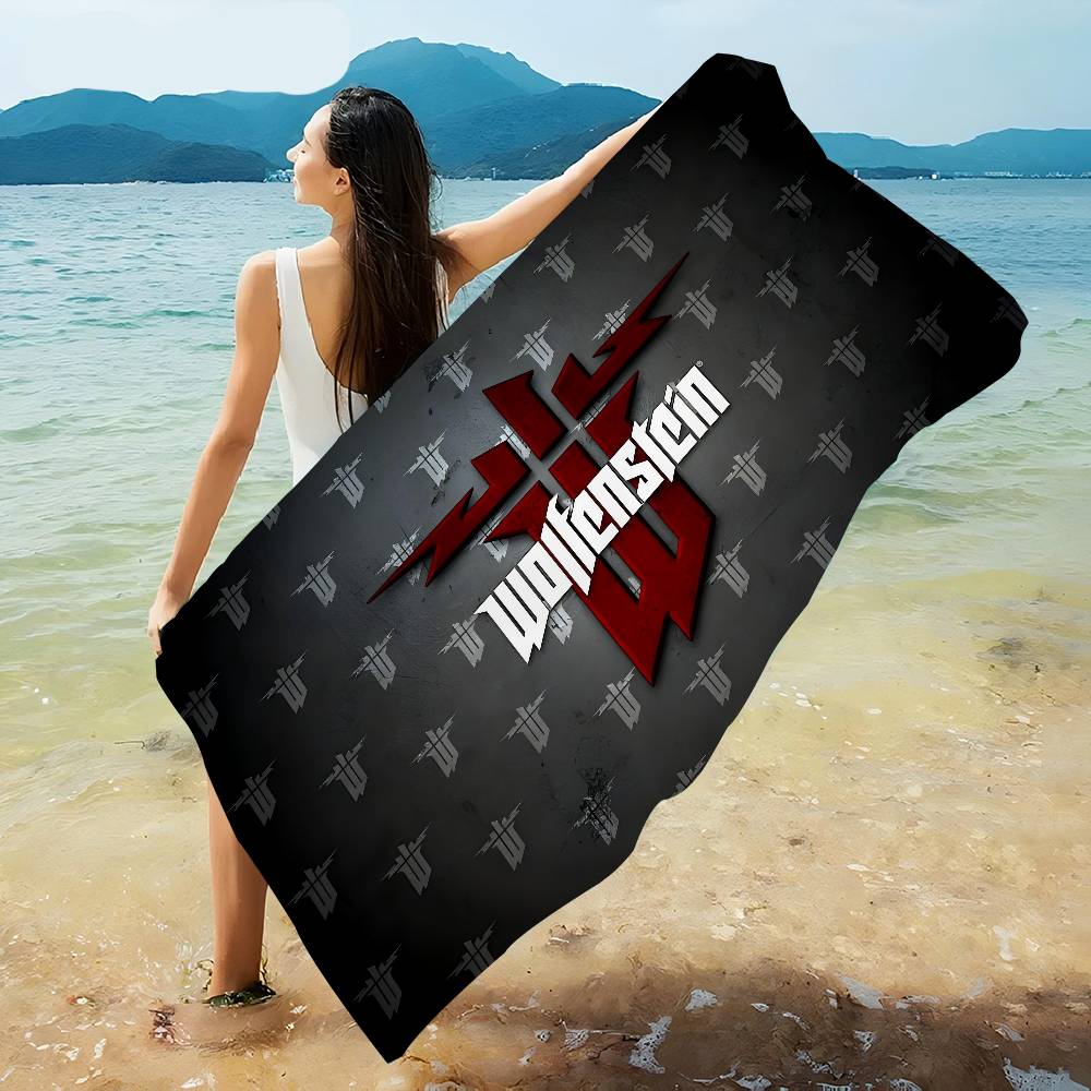 Wolfenstein Microfiber Printed Beach Towel Mountain Climbing Yoga Beach Swimming Running Absorbent Soft Towel