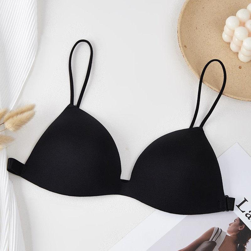 Traceless Beautiful Back Underwear Thin Internet Celebrities Gather Triangle Cup Without Steel Ring Sexy Small Bra Shoulder Thin Shoulder Straps