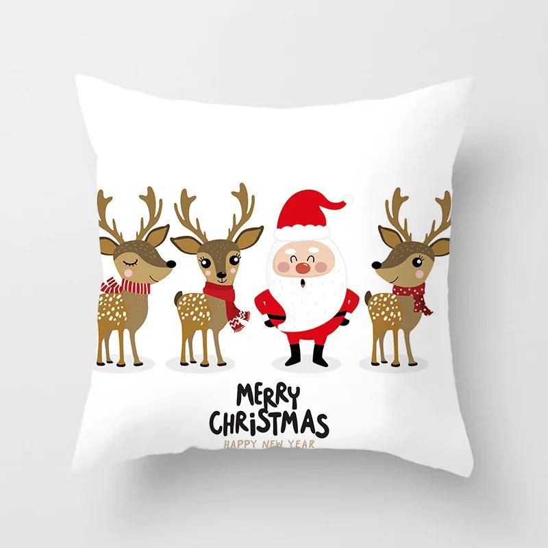 Christmas Cushion Cover Merry Christmas Decoration Pillowcases Santa Claus Throw Pillow Case Christmas Cushion Cover Navidad