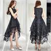 Women Elegant O Neck Sleeveless Waist Tight Swallow-tailed Hem Party Midi Dress