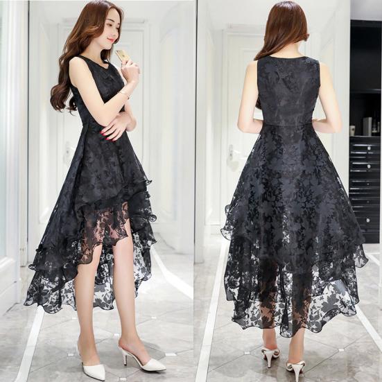 Women Elegant O Neck Sleeveless Waist Tight Swallow-tailed Hem Party Midi Dress