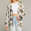 Women's Fashion Long Sleeve Christmas Print V-Neck Button Loose Cardigan Top