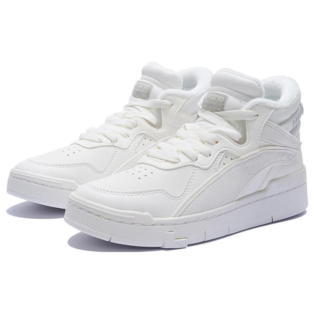 Li Ning Wave Mid Abrasion Resistant Slip Resistant Thermal Mid top Skateboard Shoes Women's White AGCS324-1