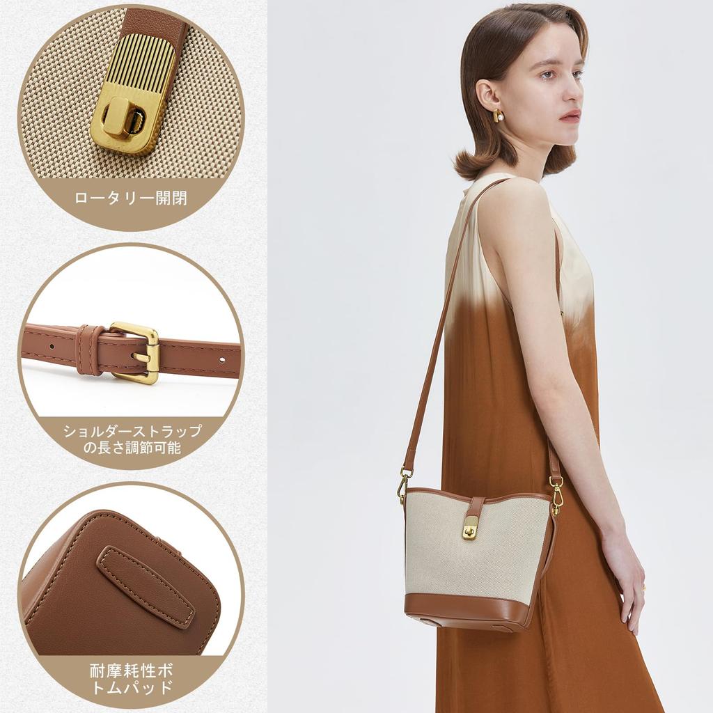 FOXLOVER Damen Beuteltasche, Handtasche, Umhängetasche, Crossbody-Tasche, Niedlich, Leicht, Klein, Stoff (Braun)