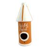 [P8862] - Casetta per uccelli in ceramica 'Wild & Free' arancione bianco - 25x9 cm