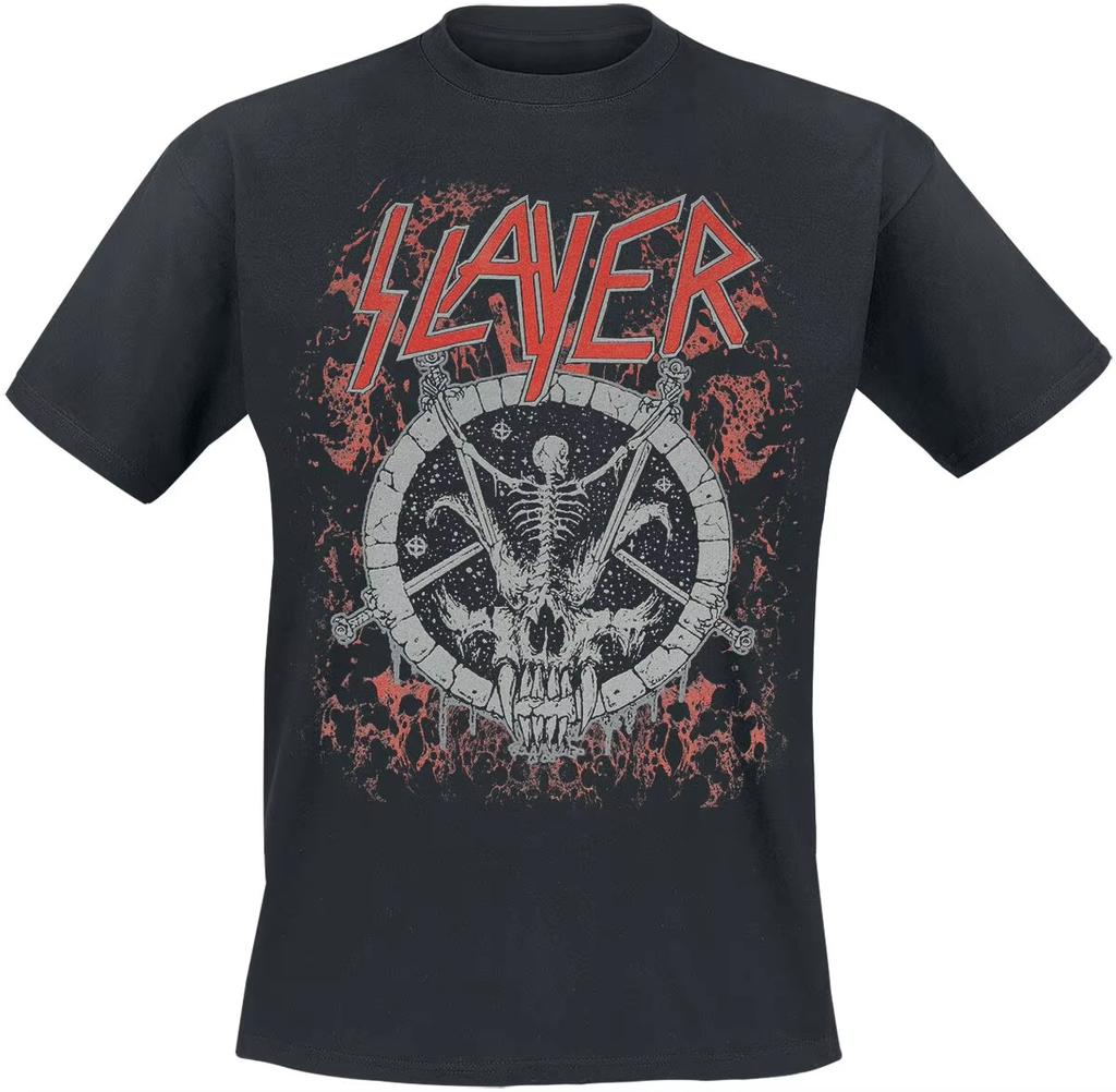 2k Summer Slayer Graphic Cotton Band Shirt Unisex Summer Short Sleeve Fashion Brand Tee  Oversized Unisex Shirt Cotton Y2k Short