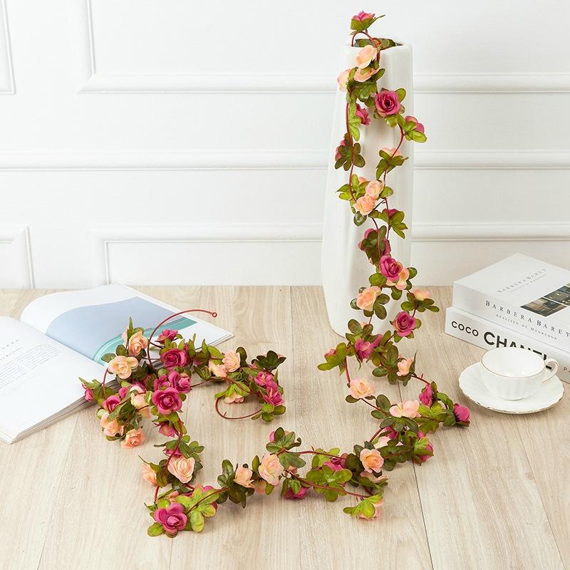 2.5m Rose Artificial Silk For Wedding Garland  Fake Plant Flowers Vine Home Room Wedding Wall Hanging Garden Arch DIY Decoration