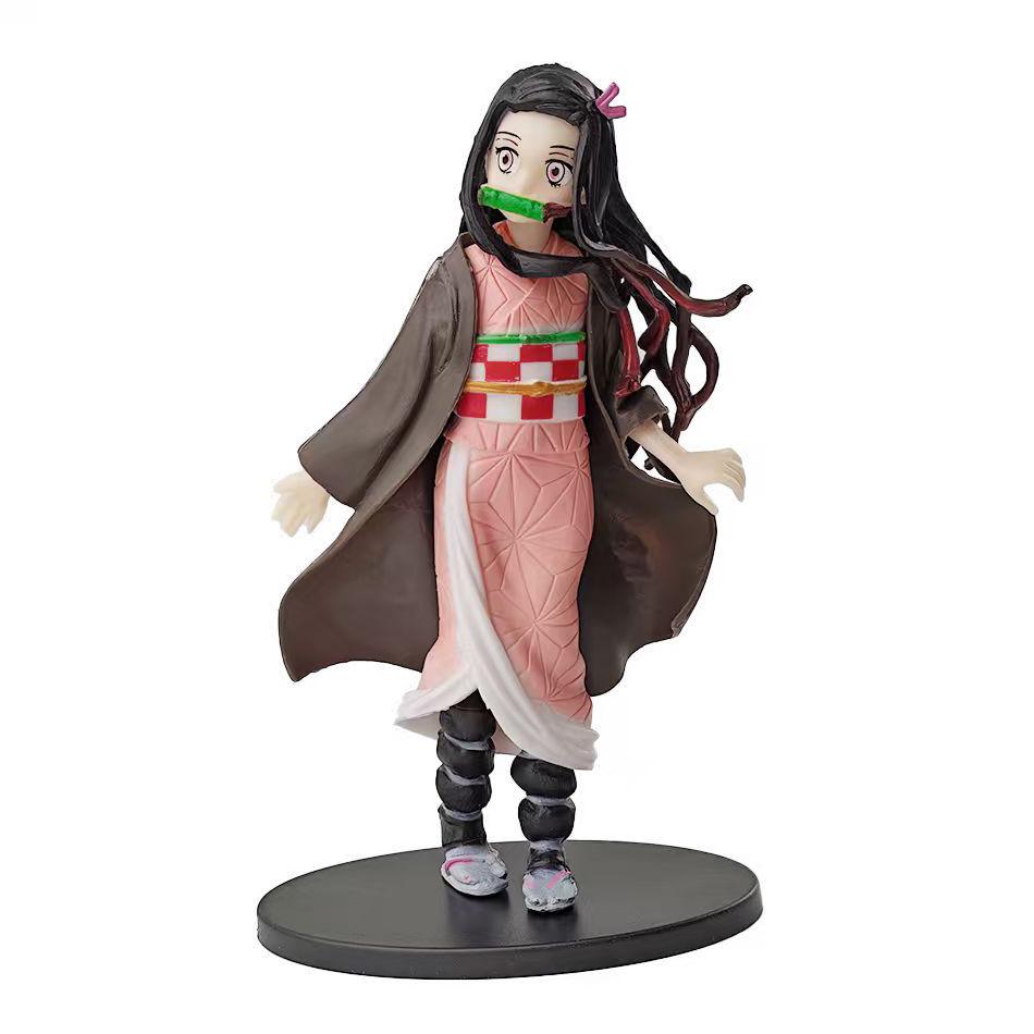 Demon Slayer Kimetsu No Yaiba Action Figure Set - Kamado Tanjirou with Sword Agatsuma Zenitsu And Nezuko as Warrior PVC Model To