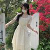French White Dress Female Summer Small Gauze Dress Cake Fluffy Princess Fairy Long Dress Skirt Small White Dress