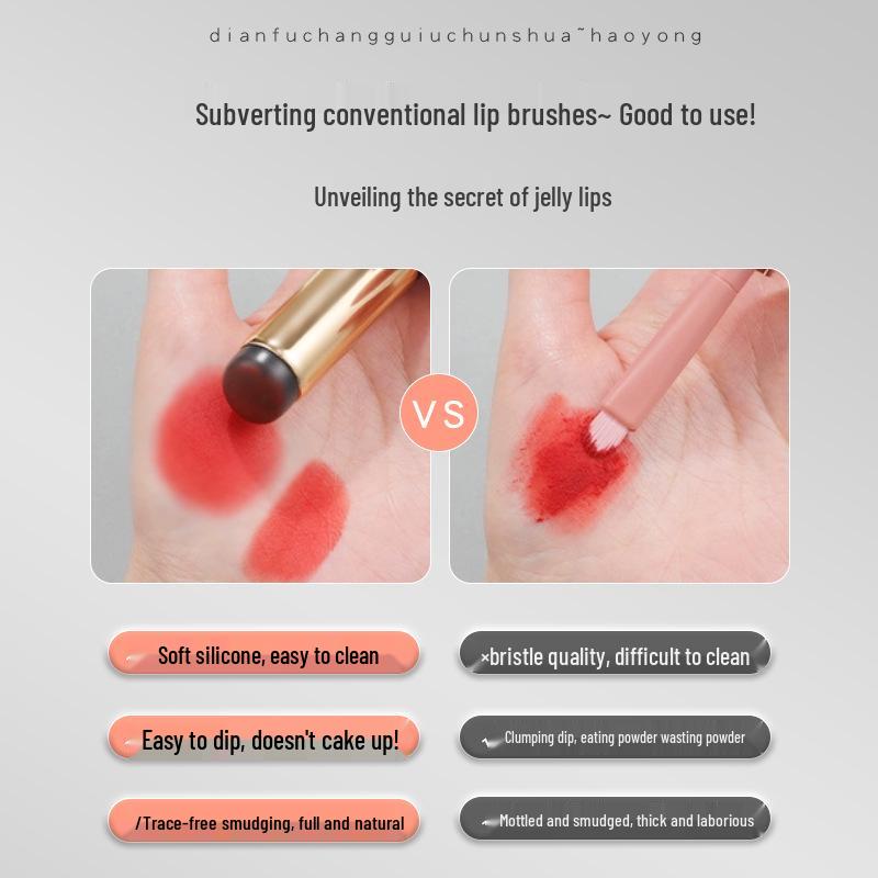 Portable Silicone Lip Brush with Lid – Mini Round Head Makeup Tool