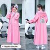 Women's Long Single-Piece Stormproof Raincoat with Electric Battery for Adults