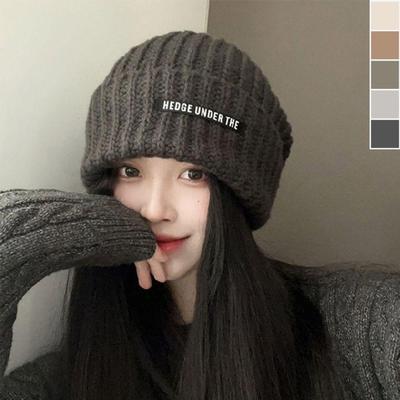 Winter Tweed Lockere Passform Große Tägliche Strickmütze
