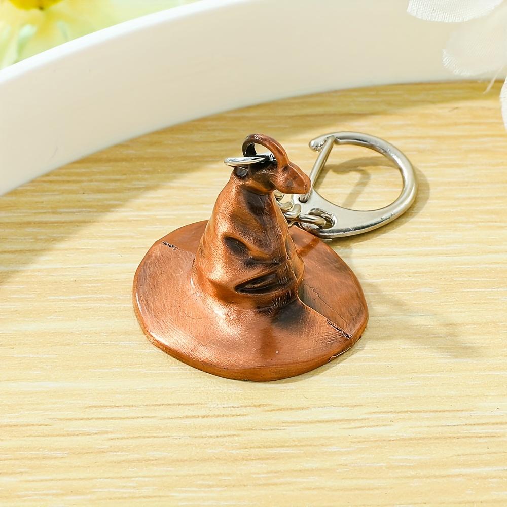 3pcs Hogwarts School of Witchcraft and Wizardry Golden Snitch 9-3/4 Keychain Magic Wizard Hat, College Uniform Tie Metal Decorative Pendant