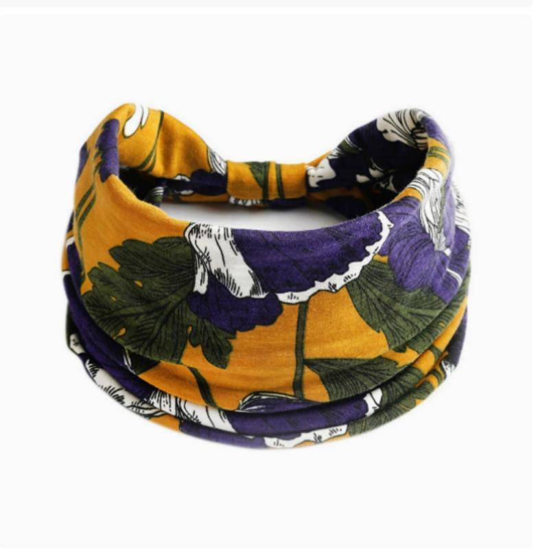 Women's  Boho Cotton Printed Headband Sports Band Striped Headband A Wide Edge Yoga Headband Soft Hair Band Headdress Bundle Women Girls Hair Band