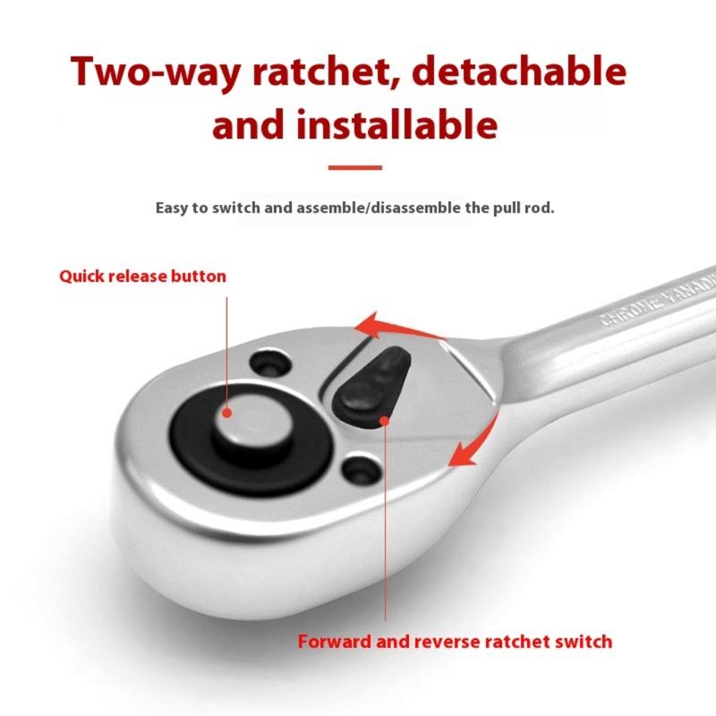 Professional 3 Size Ratcheting Socket Wrench Kit Featuring Bidirectional Levers Switching & Corrosion Resistant Coating