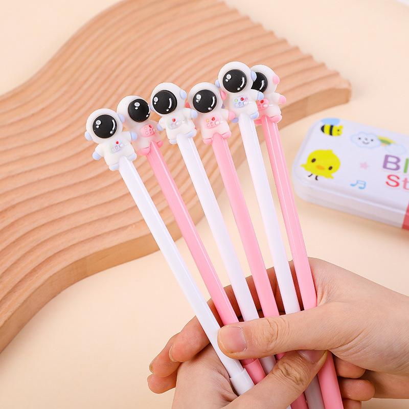 12pcs Cartoon Astronaut Gel Pen Creative Stationery Cute Writing Tools Water-based Pen Office Signature Black Gel Pen Writing Tool for Students School