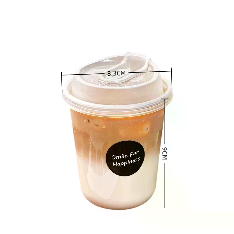10PCS Transparent Disposable Coffee Cups with Lids U Shape for Hot Drink Milk Tea Takeaway Beverage