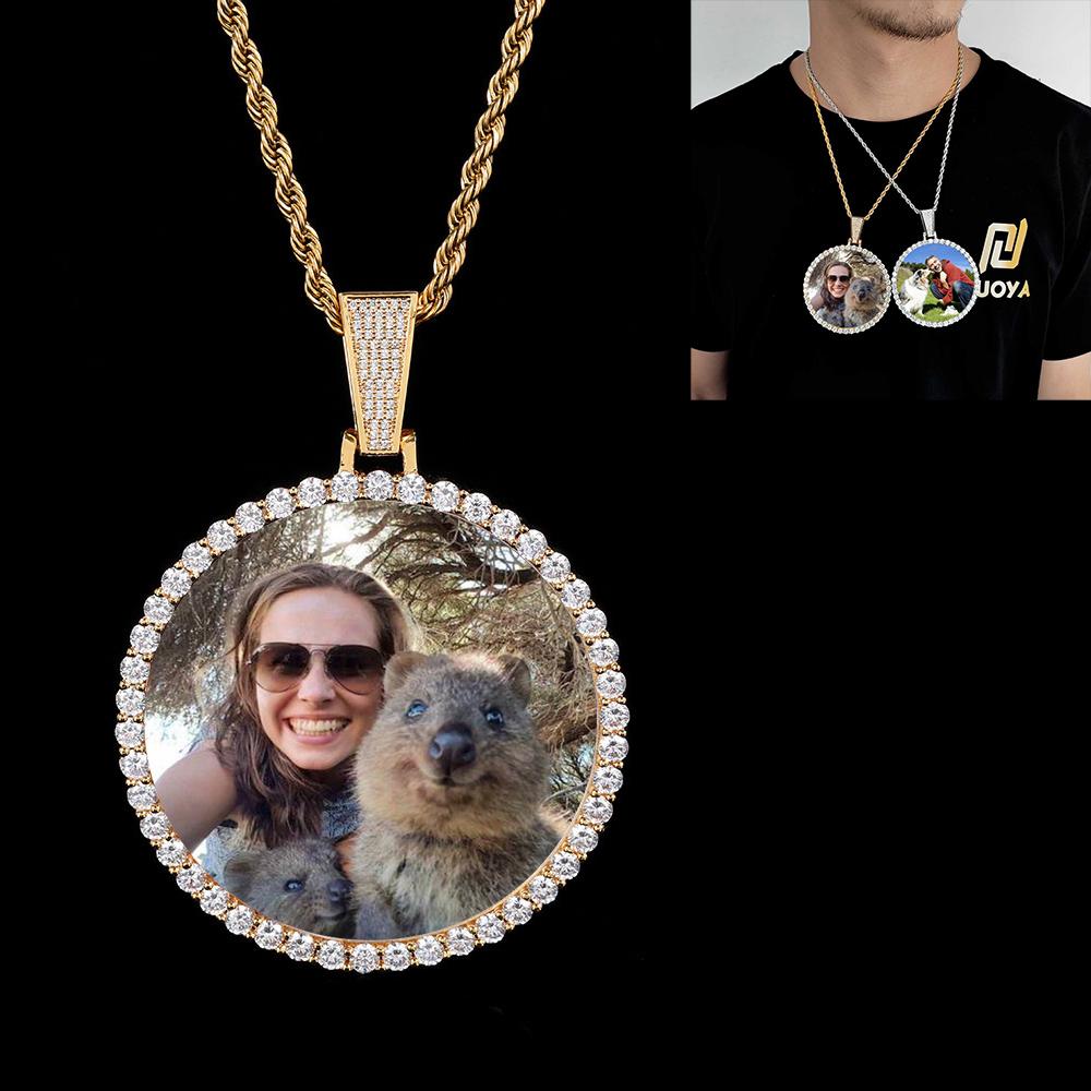 Custom Made Big Photo Medallions Gold Necklace Pendant Iced Out Cuban Men Hip Hop Picture Jewelry Gift Can Free Custom