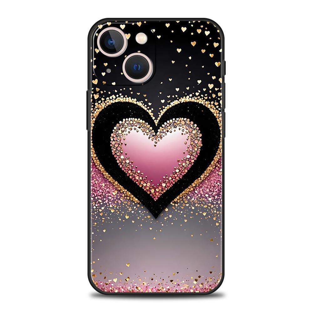 Colored Love Heart Printed Phone Case Cover for iPhone 17 16 15 14 13 12 Pro Max 11 Pro Max 17 AIR Plus Shockproof Soft TPU Bags