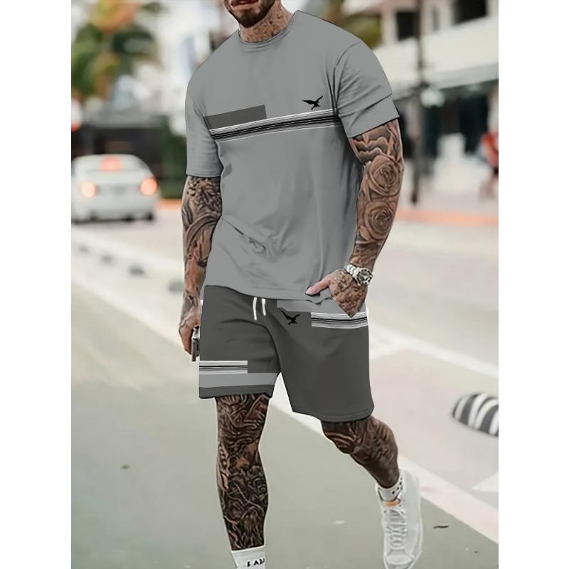 Summer Men's Two-piece T-shirt And Shorts Set Casual Short-sleeved T-shirt And Shorts Two-piece Set Daily Casual Style