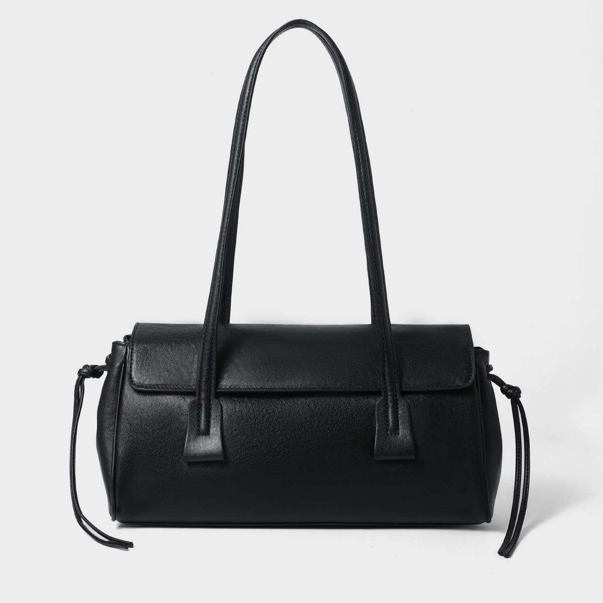 

New Product: Vegetable Tanned Cowhide Armpit Bag, High-end Feel, Hand-held Pillow, Women s Bag, Popular and Versatile, Single Shoulder Baguette Bag чорний
