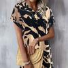 Women's Summer Fashion Temperament Commuter Short-sleeved Printed Shirt Button Dress