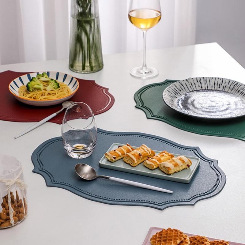 PVC Place Mats Kitchen Dining Table Mats Steak Pad Anti-scalding Insulation Pads INS Style Oval Shaped for Home Kitchen