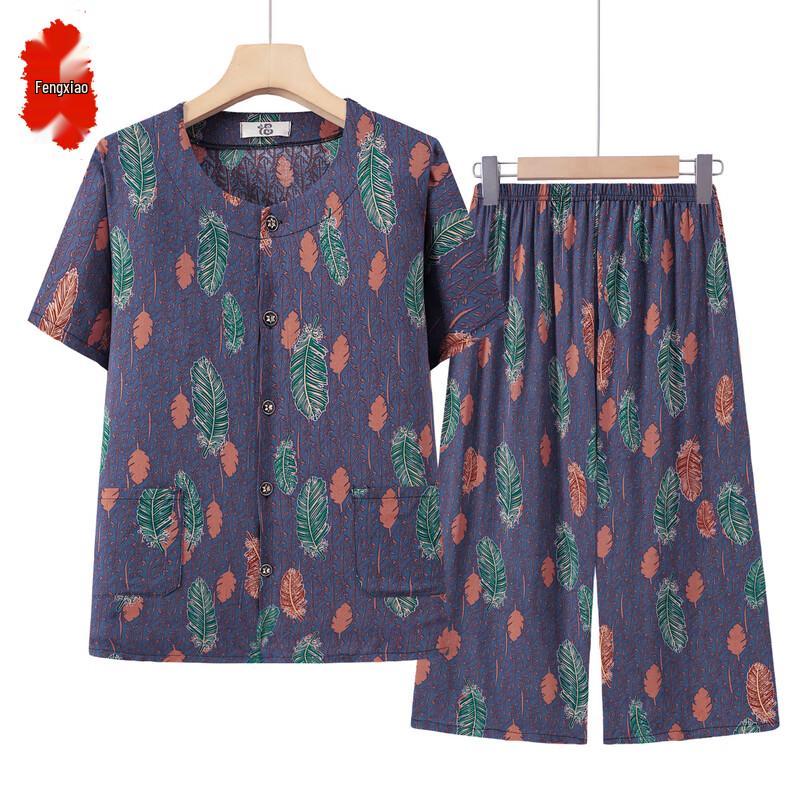 

Elderly Women s Summer Cotton-Blend Floral Set 3XL