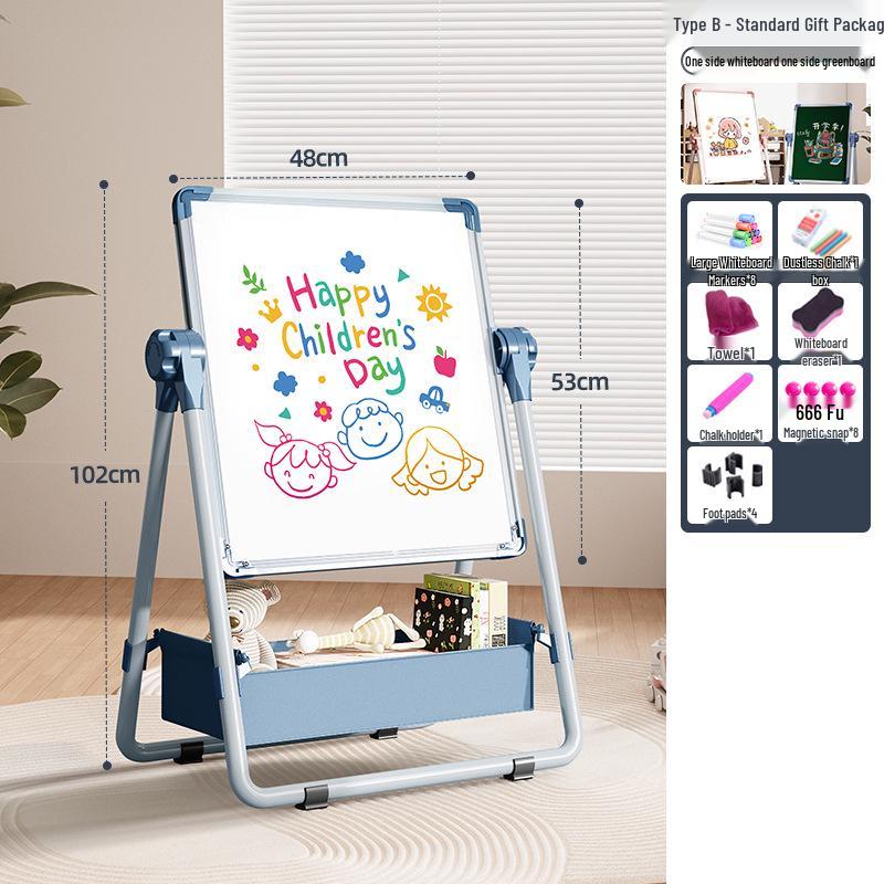 Portable Children's Magnetic Easel with Blackboard & Whiteboard for Graffiti
