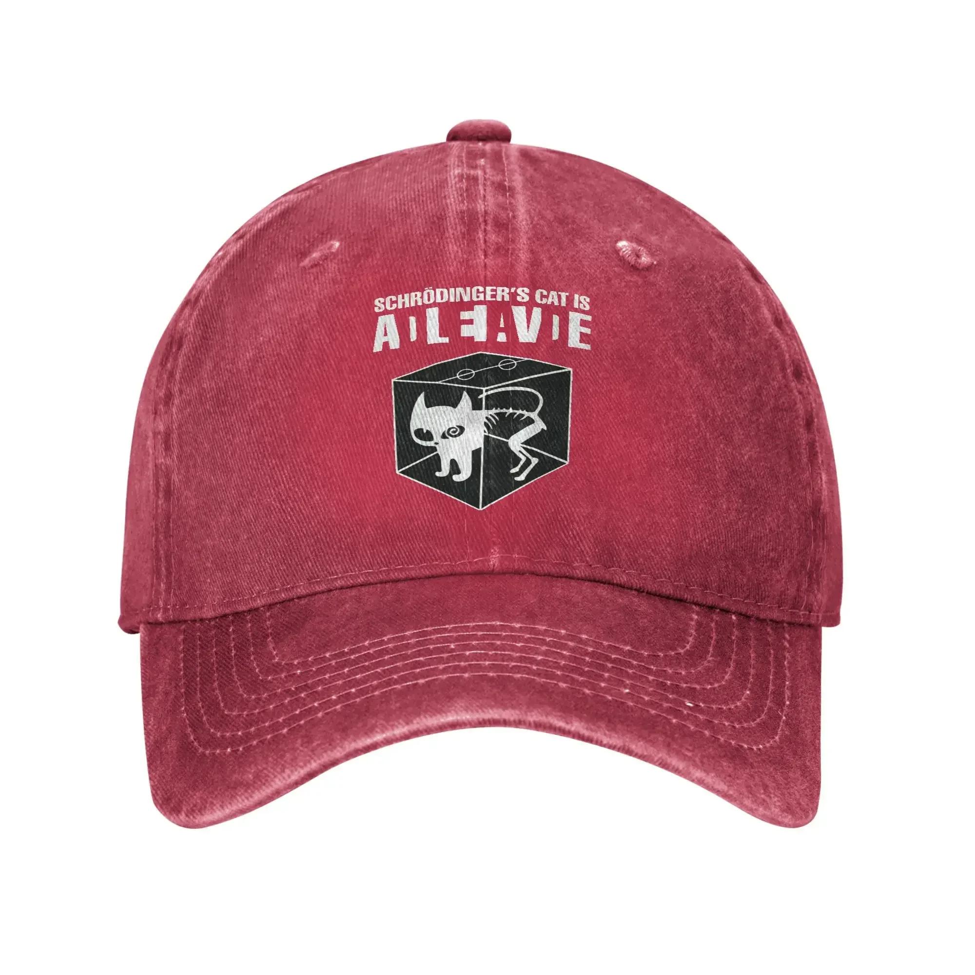 Washed Baseball Cap Schrodingers Cat Summer Trucker Hat For Women Unisex  Vintage Running Hippie Sun Baseball Caps One Size