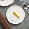 Pure White Half Rock Textured Ceramic Dinner Plate Steak Plate Dessert Plate Pasta Plates Molecular Cuisine Specialty Tableware
